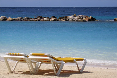 Sun loungers in Ibiza